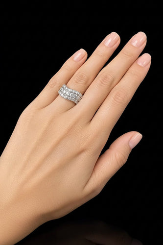 Bague 55 Onda - Bague à diamants en or blanc 58 Facettes