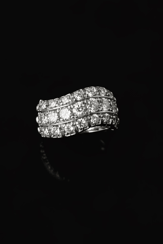 Bague 55 Onda - Bague à diamants en or blanc 58 Facettes