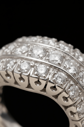 Bague 55 Onda - Bague à diamants en or blanc 58 Facettes