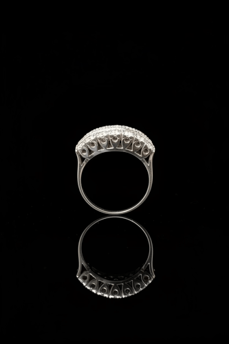 Bague 55 Onda - Bague à diamants en or blanc 58 Facettes