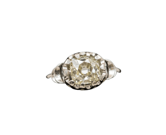 54 Bague en or blanc 18 ct avec diamant taille Old Mine 58 Facettes 446/26 A