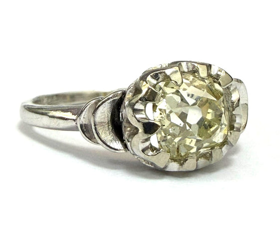 54 Bague en or blanc 18 ct avec diamant taille Old Mine 58 Facettes 446/26 A
