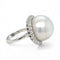 Bague 54 Bague rétro - Perle de mer du Sud et diamants en or blanc 58 Facettes