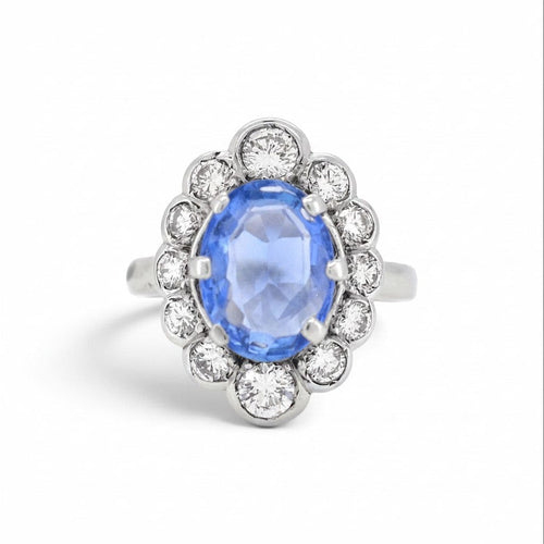 51 Bague Pompadour vintage en or 18k, saphir et diamants 58 Facettes RI-1045
