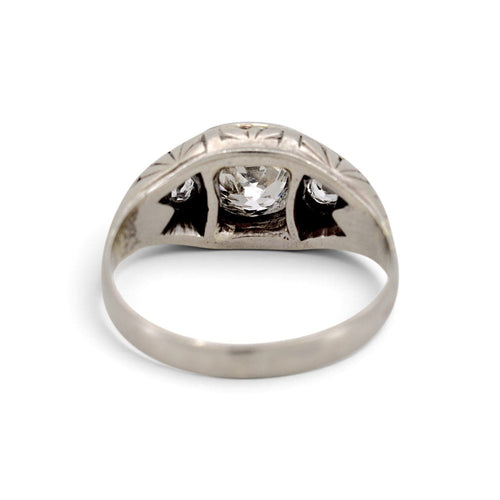 50 Art déco - Bague trilogie en or 18k et diamants taille ancienne 58 Facettes RI-1076