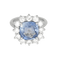 53.5 Bague marguerite en or blanc, saphir Ceylan et diamants 58 Facettes EB10