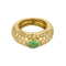 Bague en or jaune, diamants et émeraude