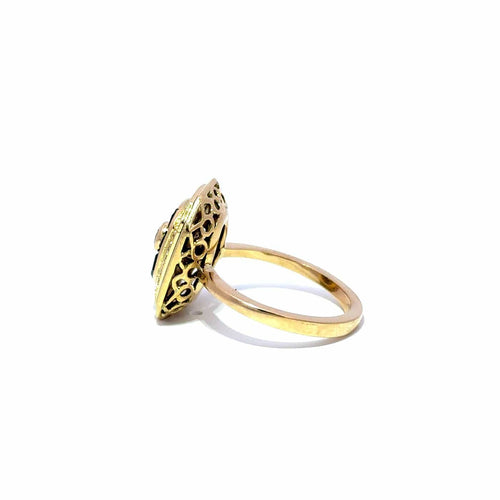 56 Bague halo en or jaune avec saphirs et diamants 58 Facettes 50492