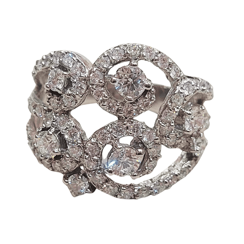 52 Bague en or blanc 18k et diamants 58 Facettes T523