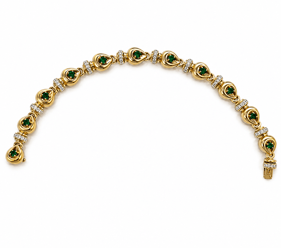 Bracelet en or 750/1000, émeraudes et diamants 58 Facettes Bracelet