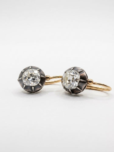 Boucles d'oreilles dormeuses en or 18K, argent et diamants 58 Facettes BO/260266