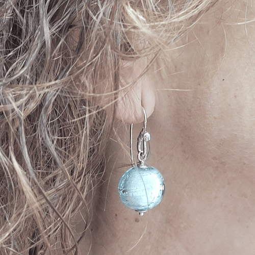 Boucles d'oreilles en Murano bleu et or blanc 18k 58 Facettes PE237
