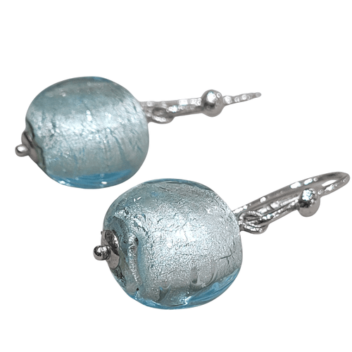 Boucles d'oreilles en Murano bleu et or blanc 18k 58 Facettes PE237