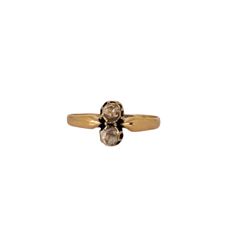 Bague ancienne en or jaune 14K et diamants taille rose