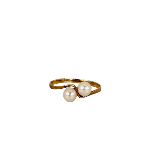 Bague vintage en or jaune 14K et perles de culture