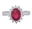 55 Bague en or blanc avec rubis ovale et diamants 58 Facettes AN539 (0069)