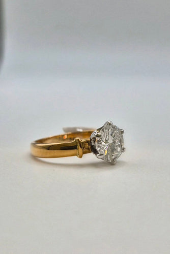 53 Solitaire bicolore - Bague en or rose et blanc, diamant 1,70 ct 58 Facettes 322/366