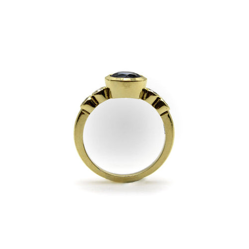 Bague 48 Signature - Bague en or 18 ct avec saphir et diamants 58 Facettes 11183