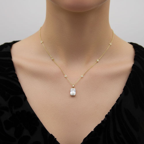 Pendentif Signature - Pendentif en or 14K et pierre de lune arc-en-ciel 58 Facettes 11186