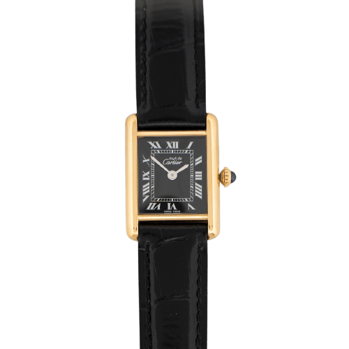 Montre Cartier Tank Must - Montre SM en vermeil cadran romain noir 58 Facettes 565