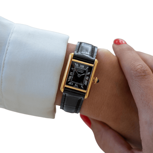 Cartier Tank Must - Montre SM en vermeil cadran romain noir 58 Facettes 565