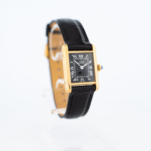 Cartier Tank Must - Montre SM en vermeil cadran romain noir 58 Facettes 565