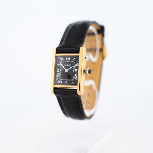 Cartier Tank Must - Montre SM en vermeil cadran romain noir 58 Facettes 565