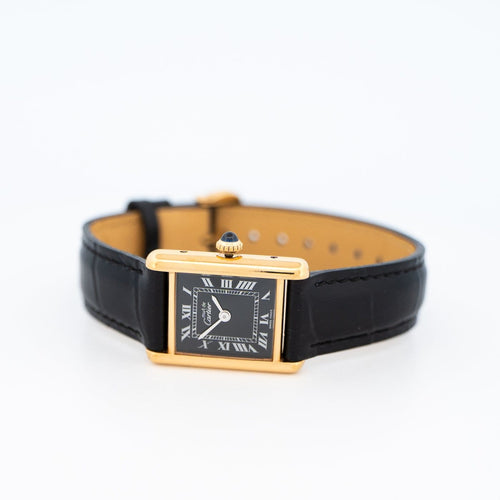 Cartier Tank Must - Montre SM en vermeil cadran romain noir 58 Facettes 565