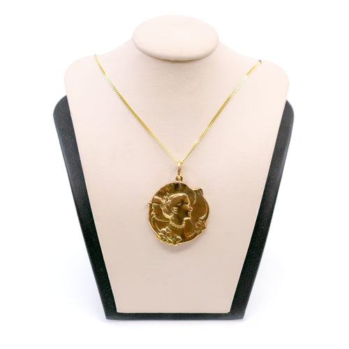 Pendentif camée Art nouveau en or 14 ct 58 Facettes 13061EA6453F4893B4D66785777256D2