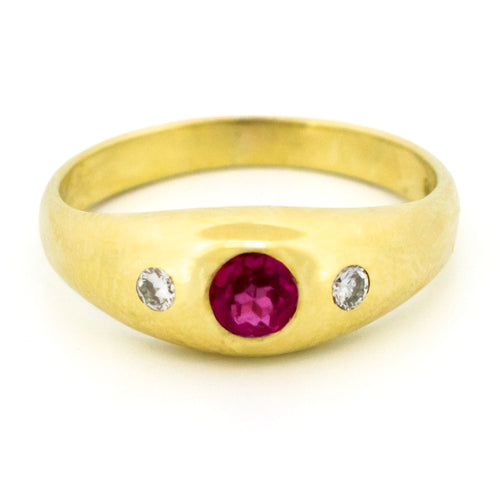 50 Bague gypsy vintage en or jaune 14 ct, rubis et diamants 58 Facettes DB411A36F3824719900673CE02680B0B