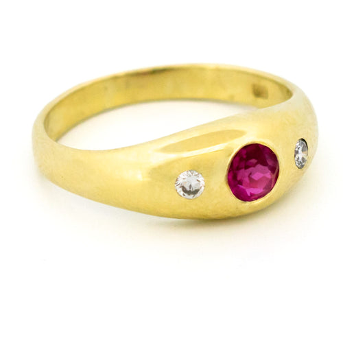 50 Bague gypsy vintage en or jaune 14 ct, rubis et diamants 58 Facettes DB411A36F3824719900673CE02680B0B