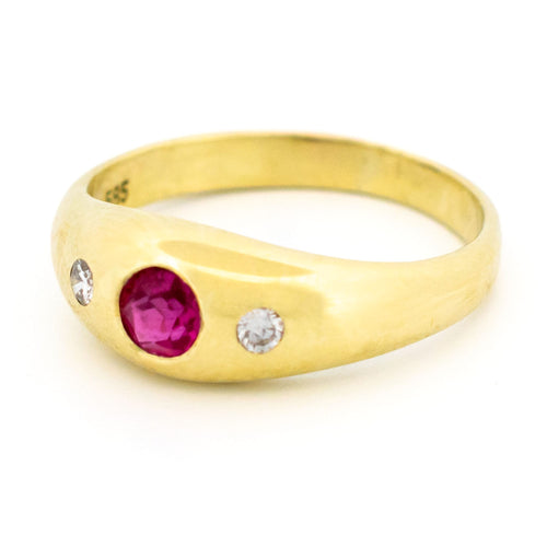 50 Bague gypsy vintage en or jaune 14 ct, rubis et diamants 58 Facettes DB411A36F3824719900673CE02680B0B