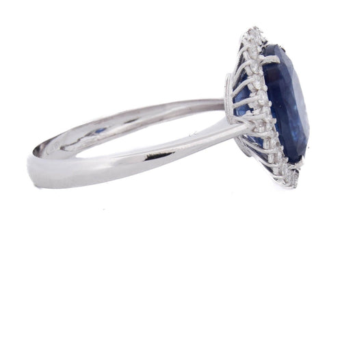 Bague 53 Bague en or blanc 18 ct avec saphir et diamants 58 Facettes AN729 (0459)