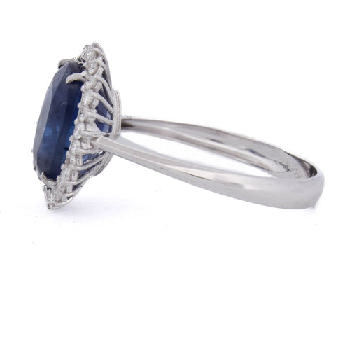 Bague 53 Bague en or blanc 18 ct avec saphir et diamants 58 Facettes AN729 (0459)