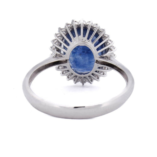 53 Bague en or blanc 18 ct avec saphir et diamants 58 Facettes AN729 (0459)