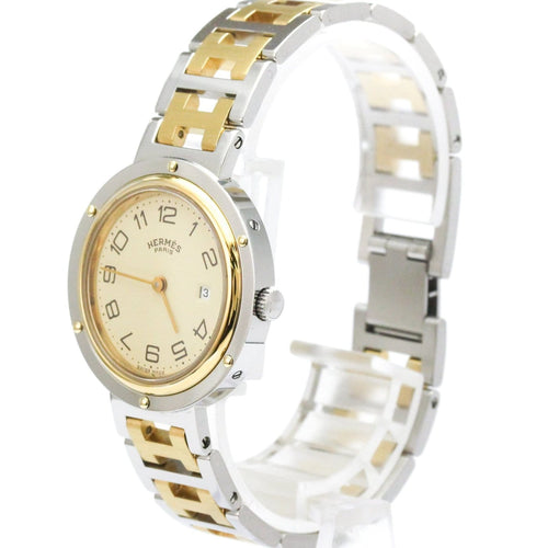 Montre Hermès Clipper - Montre quartz en acier et métal plaqué 58 Facettes ps1pypmffl
