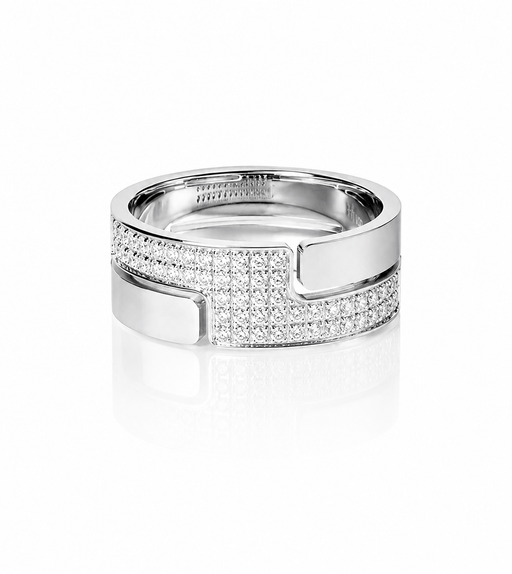 Bague 54 Dinh Van Seventies - Bague en or blanc et diamants 58 Facettes 90797