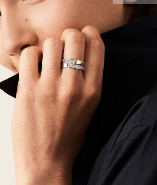 Bague 54 Dinh Van Seventies - Bague en or blanc et diamants 58 Facettes 90797