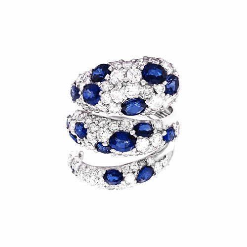 Bague 55 Bague Serpent en or blanc, diamants et saphirs 58 Facettes 35917