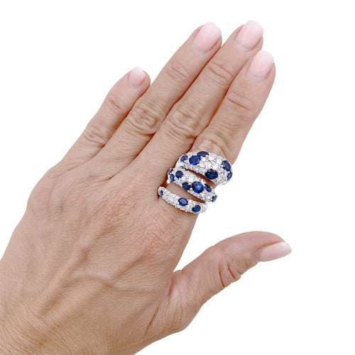 Bague 55 Bague Serpent en or blanc, diamants et saphirs 58 Facettes 35917