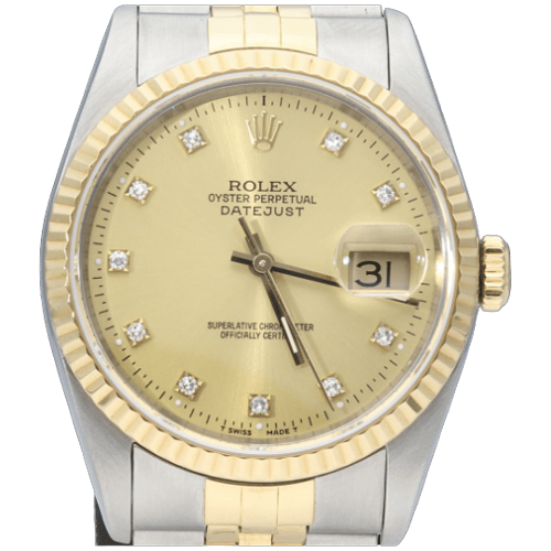 Montre Rolex Datejust - Montre 36 mm en or jaune 18K, acier et diamants 58 Facettes MT47987