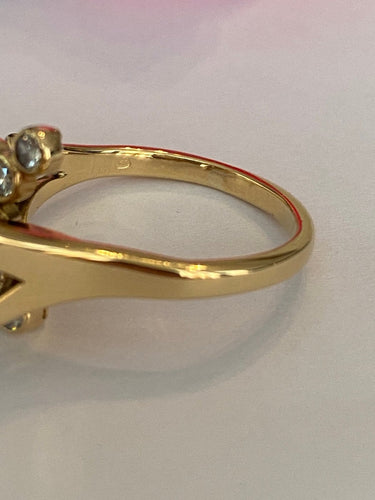 56 Bague cocktail vintage en or jaune 18 ct et diamants 58 Facettes ring