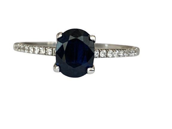 Bague 52 Diana - Bague en or blanc 18 kt, saphir et diamants 58 Facettes ring