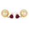 Boucles d'oreilles Boucles d'oreilles en or jaune 14 ct, grenats cœur et perles 58 Facettes E035