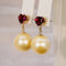 Boucles d'oreilles Boucles d'oreilles en or jaune 14 ct, grenats cœur et perles 58 Facettes E035