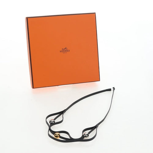Hermès Météore - Collier en cuir noir 58 Facettes it83elw5z8