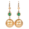 Boucles d'oreilles Boucles d'oreilles en or jaune, émeraudes, diamants et perles des Mers du Sud 58 Facettes E0038