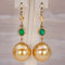 Boucles d'oreilles en or jaune, émeraudes, diamants et perles des Mers du Sud 58 Facettes E0038