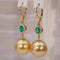 Boucles d'oreilles Boucles d'oreilles en or jaune, émeraudes, diamants et perles des Mers du Sud 58 Facettes E0038