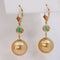 Boucles d'oreilles Boucles d'oreilles en or jaune, émeraudes, diamants et perles des Mers du Sud 58 Facettes E0038